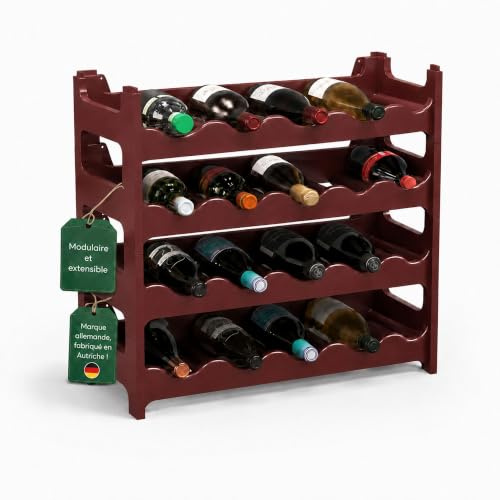ARTECSIS® Weinregal stapelbar & modular erweiterbar Kunststoff für 24 Weinflaschen (braun) - Stabiles Flaschenregal & Getränkeregal Gastronomie-Qualität - Flaschen Weinständer & Weinflaschenhalter