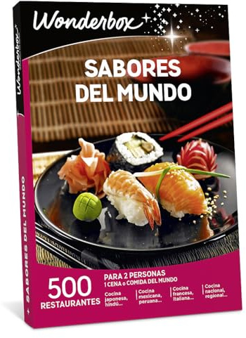 WONDERBOX Caja Regalo -SABORES del Mundo- 500 restaurantes para Dos Personas