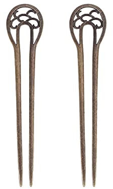 Lurrose 2 Stück Haargabel Hollow Metall Haarstäbe Vintage Dekorative Haarnadel für Frauen