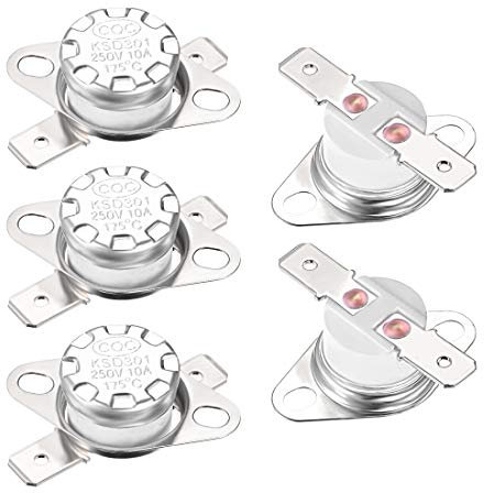 sourcing map 5Stk Temperaturschalter Thermostat Normalerweise offen 175°C 10A N.C 6,3mm Pin
