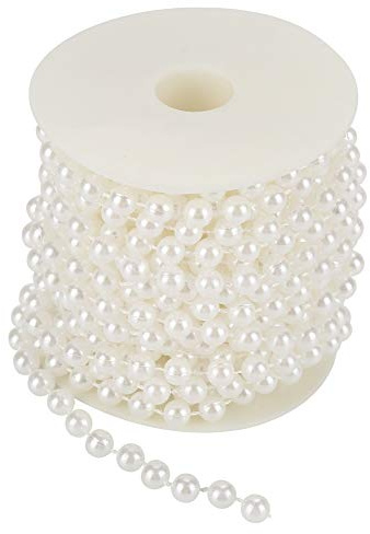 Fydun Perle per artigianato, 10 m/rotolo 8 mm, filo di perle per ghirlanda, fai da te, decorazione per la casa (bianco, beige)
