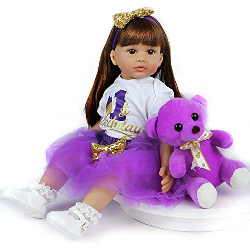 ZIYIUI Reborn Baby-Puppe 24 Zoll 60cm Weiche Vinyl Silikon Simulation Reborn Babys Lebensechte Babypuppen Mädchen Junge Spielzeug Geschenk Spielzeug