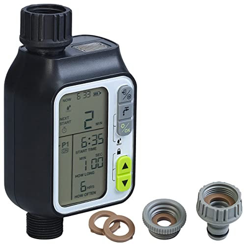 Royal Gardineer Regensensor Garten: Digitaler Bewässerungscomputer mit Display & integriertem Regensensor (Wassertimer-Bewässerungsuhr, Bewässerungsautomat Garten)