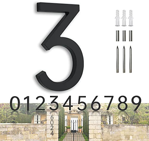 House Numbers Large Door Numbers Black House Number 7 Inch Metal House Numbers 3D Floating Exterior Modern - Address Numbers for House Front Door Numbers 3
