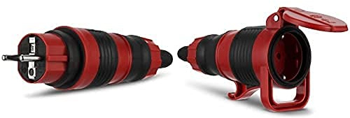 REV PROFI SET Stecker & Kupplung aus Gummi. 230V, Stecker aussen wasserdicht, IP44, mehrfarbig