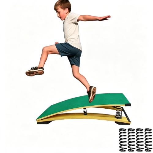 4 Federn, Gymnastik-Springbrett für Kinder, Gewölbung, Fitness, Spielen, tragbares gebogenes Federbrett, Hartholz-Übungsgerät, elastisches Brett für Zuhause, Zimmer, Leichtathletik-Training