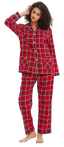 kolipajam Pyjama d'hiver en Flanelle 100% Coton Teint en Fil de Coton pour Femme