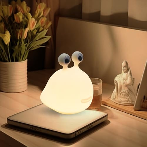 Kikuo Cute Slug Night Light, Soft Silicone Night Lamp, Kids Touch Control Lights, USB Rechargeable Night Light, Time-delayable Bedside lamp for Baby Kids Bedroom Nightlight Girls Boys Birthday Gifts
