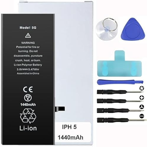 Batt-IPhone 5 Battery Replacement Kit Including Screwdriver, Suction Cup, Pry Tool - DIY Smartphone Repair, Battery Fix, iPhone Battery Upgrade, Professional Battery Replacement Accessories.