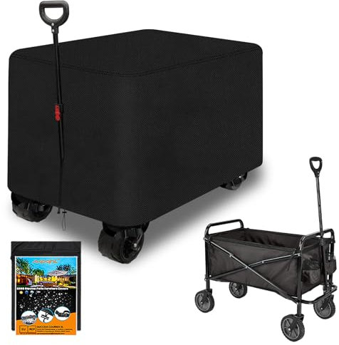 AXPQHL Gartenwagen-Abdeckung, Faltbare Wagenwagen-Abdeckung, 600D Oxford-Tuch Wasserdicht und UV-Beständig für Bollerwagen, Schwarz 97 * 56 * 51cm