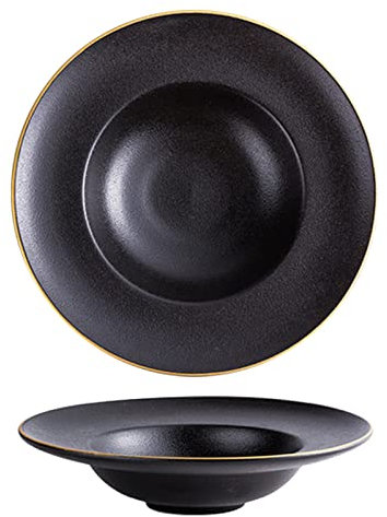 Noodle Bowls Dinnerware per cucina - Ciotole da zuppa con bordo largo Piatti fondi in porcellana, Cappello di paglia Insalata di pasta Ciotole per pasta da dessert 300 ml per cucina Ristorante Stovigl