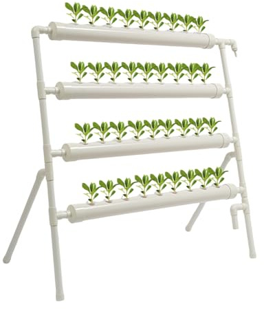 Hydroponik System 36 Pflanzenplätze Hydrokultur Set PVC Rohr Garten Gemüse | Automatische Bewässerung, Wasserpumpe, 32 mm Pflanzkörbe, Kräuter Anbau, Indoor Garten, platzsparende Pflanzenpflege