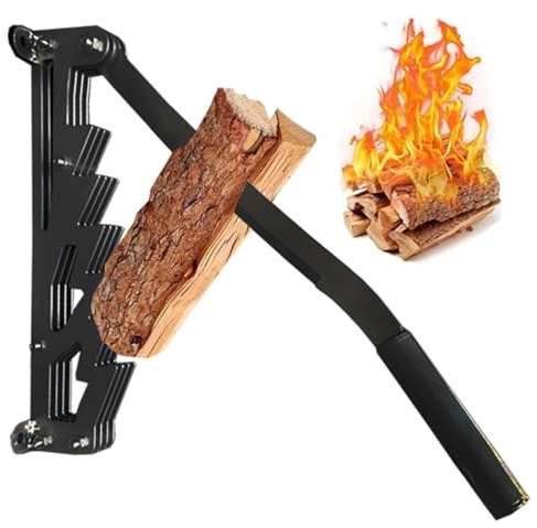 Elprico Divisor de Leña Montado en la Pared, Divisor de Troncos Manual Portátil de Acero con Alto Contenido de Carbono Divisor de Troncos de Madera Manual para el Hogar (Black)