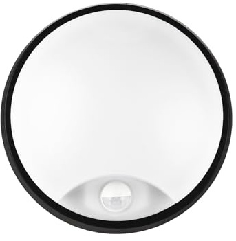 M EGA MEGACUBE LED Wandlampe für den Außenbereich, rund, 18W, 4000K, 2200lm, IP65 Wasserdicht, LED Deckenleuchte mit Bewegungsmelder für Garten, Terrasse, Garage, Flur, Keller, Wintergarten, Schwarze