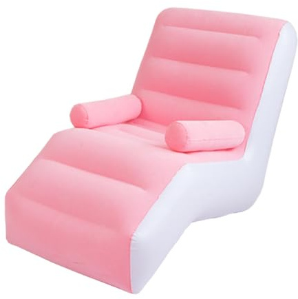 Folpus Aufblasbarer Lounge-Sessel, klappbar Sofastuhl, faules Sofa, weiches, verdicktes PVC, langlebige Gaming-Liege, Luftbank für Bett, Indoor- und Outdoor-Gaming, Rosa