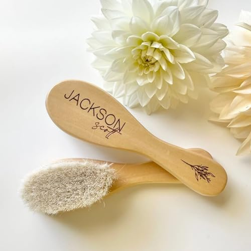 HDLOVE Personalisierte Babyhaarbürsten, Babyhaarbürste, Babybürste, Babybürsten- Und Kammset For Neugeborene, Babykamm, Bürste Mit Natürlichen Ziegenborsten. Tolle Geschenke Zur Geburt/Taufe, HDLOVE