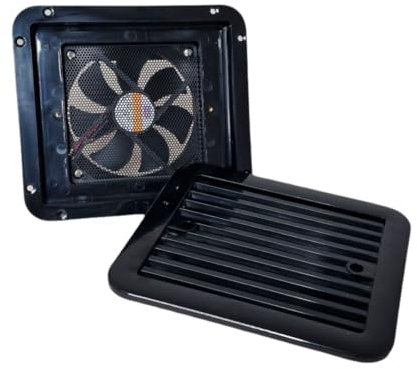 Marvix 12V Extractor Air Vent Side Ventilation Fan Black Electric Exhaust 205 x 185mm For Caravan, Motorhome, Campervan