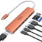 Adaptateur USB C, Hub USB C HDMI 4K, PD 100W, USB C 3.0, 2*USB 3.0 Lecture de Carte SD/TF, Dock USB C Multiport 7-en-1 Compatible avec MacBook Pro/Air M1 M2 ChromeBook Pixel iPad Pro Tablette（Orange）