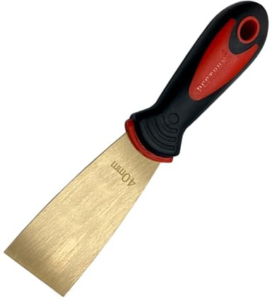 Yiustldd Spatola D'ottone, Raschietto Per Vernice Spesso 1,5 Mm Con Manico in Gomma, Raschietto Per Coltello Per Cartongesso Per Legno, Raschietto Per Carta Da Parati,40mm