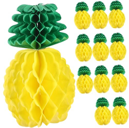 Cabilock Wabenfrucht- 9 Ananas-Dekorationen Aus Papier Dekoration Für Partys Hochzeiten Geburtstage Tropische Veranstaltungen