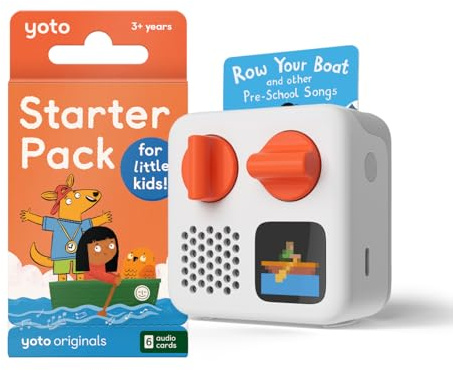 Yoto Mini (2024 Edition) + Starter Pack for Little Kids Bundle – Screen-Free Bluetooth Audio Player, All-in-1 Travel Device for Stories Music Podcasts Radio, Use as Speaker or with Headphones