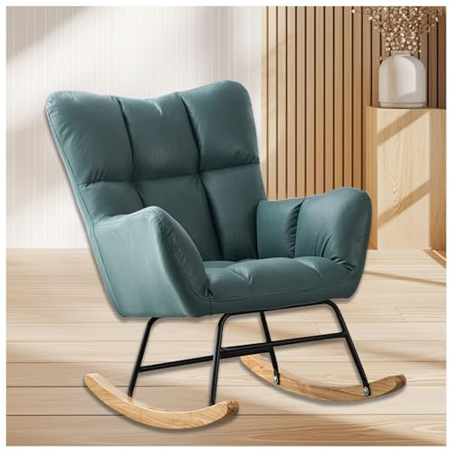 HJXBD888 Stillstuhl mit Armlehnen und gepolsterter Stillsessel Schaukelstuhl Schaukelstühle, Belastbarkeit bis 120 kg für Wohnzimmer/Schlafzimmer/Balkon,Green
