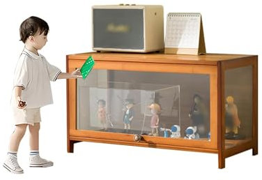 Ywanwj 1~5 Schichten vitrinenschrank Bambus-Aufbewahrungsschrank, Vitrine mit AcryltüR, Curio-SchräNke, Flip-Schranktür-Design, ist staubdicht und leicht zu reinigen Sich für Schlafzimme Eckvitrine