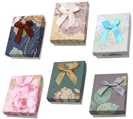 COLLBATH 6stücke Schmuckaufbewahrungsboxen Geschenkboxen Schleifenboxen Ohrring Und Halskettenetuis Für Damen Und Mädchen Aufbewahrungsboxen Für Schmuck