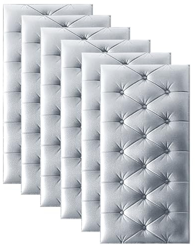 Rembourrage Mural Anti-Collision, Lot de 6 Panneaux Muraux 3D, Peler Et Coller Tête De Lit Rembourrée, Panneau de Tête de Lit Rembourré Autocollant pour Salon Chambre À Coucher