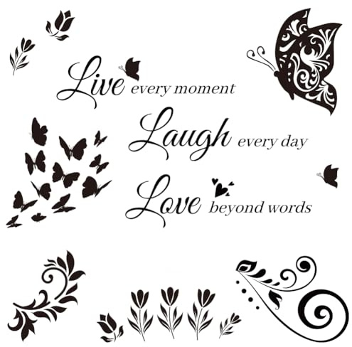GOMAKERER Wandtattoo Familie Motivierend Wandaufkleber Mit Inspirierenden Zitaten Live Love Laugh Entfernbar Zum Abziehen Und Aufkleben Für Schlafzimmer Toilette Wohnzimmer Schlafzimmer Schule 90x39cm