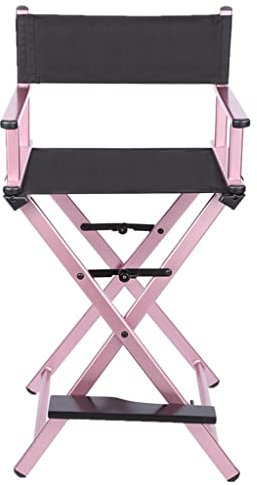 Professioneller Make-up-Regiestuhl, zusammenklappbar, Aluminium, tragbar, für Beauty-Profis (Gold)