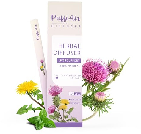 Puffiair Herbal Diffuser Pen, Dandelion Flavoured Inhaler for Liver Cleanse, Habit Transition & Breathe Free, Natural Botanical Plant-Based Formula with Dandelion, Beet Root & Mint, Green 600 Uses