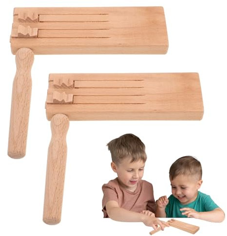 Esshogo 2 Stück Musikinstrument für Kinde, Holz Rassel Ratsche, Musikinstrument für Kinder, Hölzernes Resonanzbrett, Lautmacher, Geräuschmacher, Partygebläse, Holzratsche Geräusche Maker,