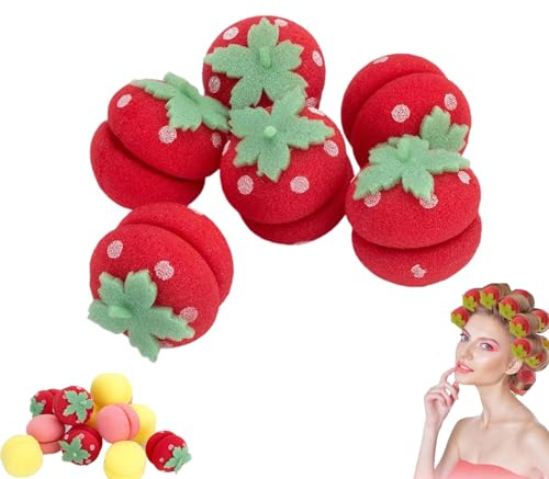 Strawberry Hair Rollers, Strawberry Heatless Curlers,Strawberries Shape Magic Hair Curlers 12/24/36 Pcs for Women, Sponge Curling for Hairiness, for Long & Short (StrawBerry,36 Pcs)