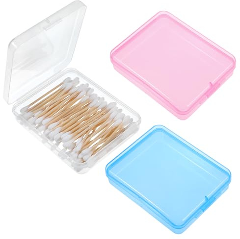 3 Stück Wattestäbchen Behälter für Reisen, Wattepadspender Tragbarer Reise Wattestäbchen Halter Kunststoff Aufbewahrung Aufbewahrungsbox Reisezubehör für Reisen Ringe Ohrringe Halsketten Haargummis