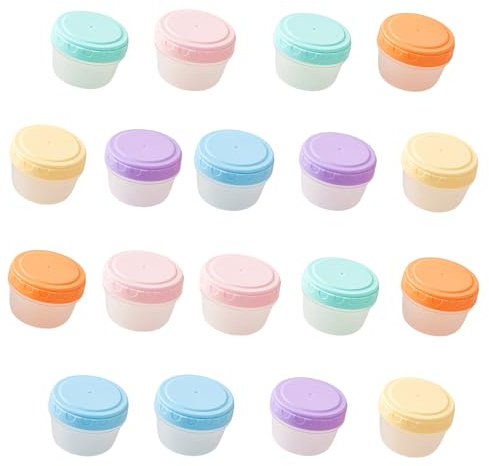 GOEDCH Piccoli contenitori per congelatore: 18 pezzi, contenitori in plastica con coperchio per salse, insalata, spezie, a prova di perdite
