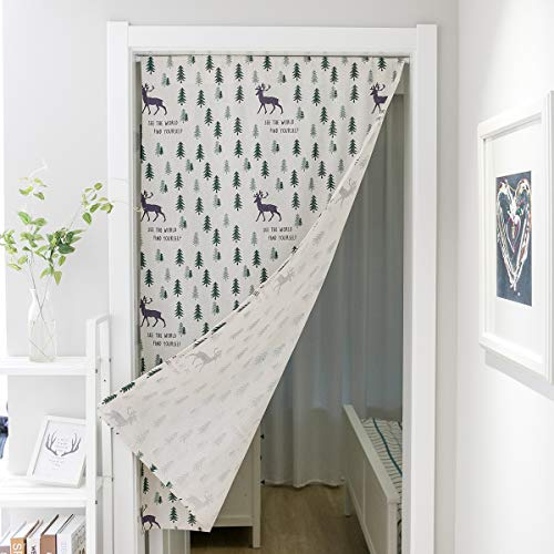 Cortina corta de lino y algodón con estampado botánico moderno, semitransparente, con bolsillo para barra, para cocina, baño, armario, inodoro, entrada, decoración de Feng Shui (#12,70 x 140 cm)