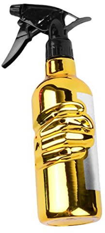 Hemobllo Botella Pulverizadora de Barbería Recargable de Plástico Dorado para Uso en Peluquería y Estilismo, Diseño Portátil y Funcional para Rociar Agua Neblina