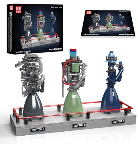 Mould King 10247 Technik Kreatives Raketentriebwerk Spielzeug, Raptor-Motormodell 863 Teile Technologie Klemmbausteine Bausatz Modell DIY Blocks Set (Statische Version