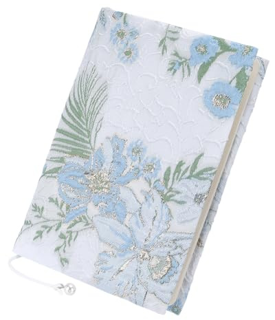 FINGERINSPIRE Couvertures de Livre en Tissu 215x162mm Motif Fleur Bleu Clair Protège-Livre en Tissus Housses de Livre Protège-Livres en Tissu pour Cahiers Manuels Scolaires Bibles Romans Journaux