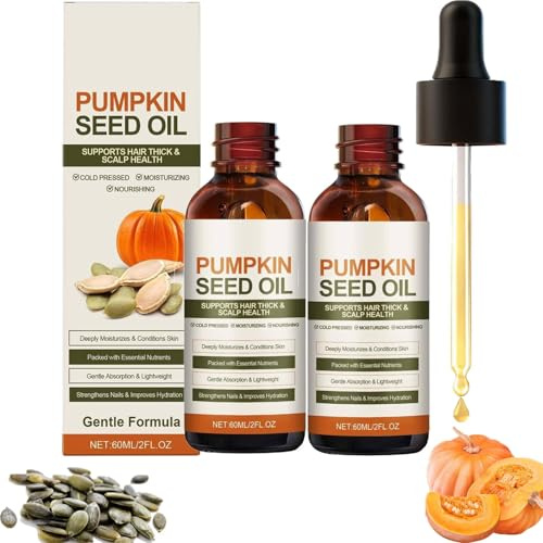Olio di semi di zucca biologico per la crescita dei capelli, siero di semi di zucca spremuti a freddo, olio per cuoio capelluto secco, doppie punte lisce, per tutti i tipi di capelli (2PCS)
