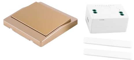ACOLY Interrupteur sans fil auto-générateur doré avec récepteur, télécommande sans fil pour éclairage, pour lampe, luminaire, chauffage, usage domestique (1 à 1)