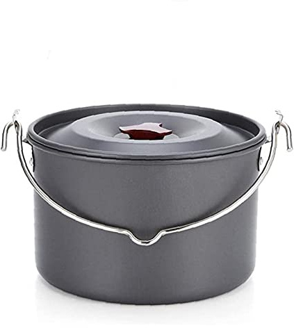 Camping Hanging Pot Cookware Picnic Campfire Large Lightweight Aluminum for 5-6 People Travel Hiking Outdoor