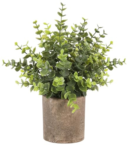 Hobyhoon Artificial Plants Indoor in Pots Eucalyptus Plants Topiaries Small Faux Plants for Home,Office,Desk,Bedroom,Living Room,House Decorations(green,1pcs)