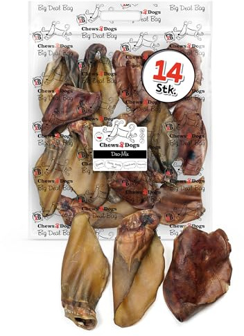 Schweineohren für Hunde & Rinderohren, Hundeleckerli, 14 Stück, Ch4D