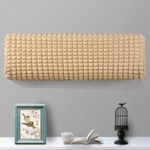 Housse murale pour climatiseur d'intérieur - Lavable et rétractable en polyester - 80-95 cm - S'adapte à la plupart des supports muraux (beige)