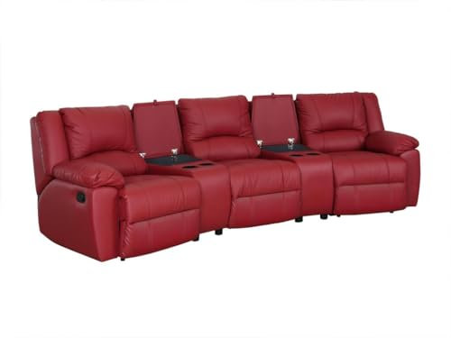 Kauf-Unique Relaxsofa 3-Sitzer - Leder - Rot - Aroma