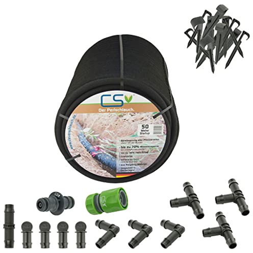50m CS Perlschlauch Startup mit Zubehör-Set Z1.02 für die nachhaltige Gartenbewässerung aus dem Wasserhahn