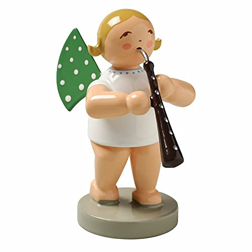 Wendt & Kuhn Blonde handbemalte Grunhainichen Engel Englisch Horn Figur stehend