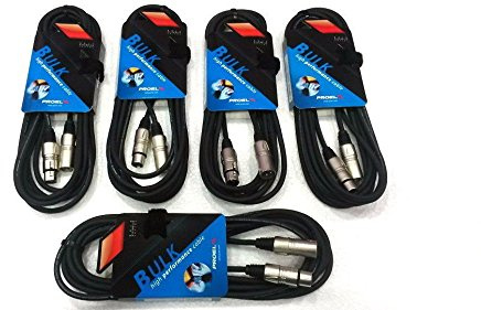 PROEL BULK250LU3 - Cavo audio professionale per Microfono Casse connessioni Cannon XLR M/F set di 5 cavi da 3 mt., Nero